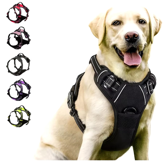 Adjustable No Pull Dog Harness Front Clip Reflective Comfortable Handle for Medium to Large Dogs Walking
